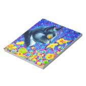 Kat in bloemen notitieblok (Gedraaid)