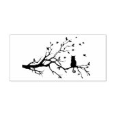 Kat in boom silhouet 	rubberstempel (Afrduk)