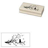 Kat in boom silhouet 	rubberstempel (Gestempeld)