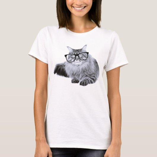 Kat in bril t-shirt (Voorkant)