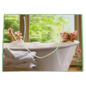 Kat in Bubble Bath Groot Cadeauzakje (Voorkant)