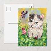 Kat in Clover Patch Briefkaart (Voorkant / Achterkant)