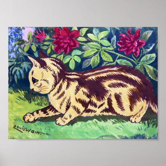 Kat in de bloem, Louis Wain Poster (Voorkant)