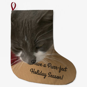 Kat in de doos grote kerstsok