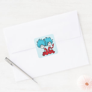 Kat in de hoed Ding Een & Ding Twee Vierkante Sticker