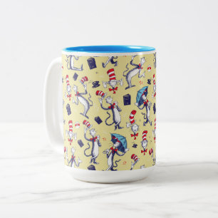 Kat In De Hoed Geel Patroon Tweekleurige Koffiemok