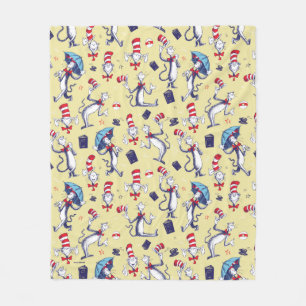 Kat in de hoed Gele patroon Fleece Deken