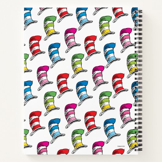 Kat in de Hoed Kleurrijke Hoed Patroon Tekening Notitieboek (Achterkant)