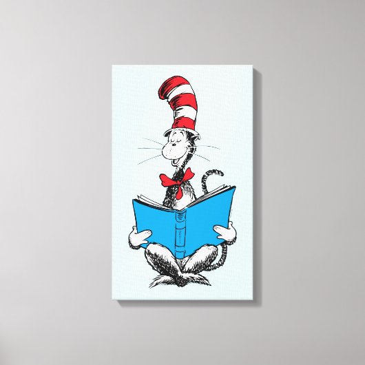 Kat in de Hoed Lezen Canvas Afdruk (Voorkant)