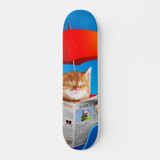 Kat in de krant leest de krant skateboard (Voorkant)