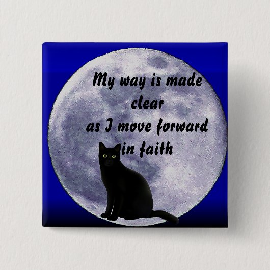 Kat in de maan_ vierkante button 5,1 cm (Voorkant)