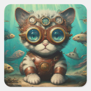 Kat in de oceaan sticker