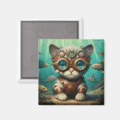 Kat in de oceaanmagneet magneet (Voorkant / Achterkant)