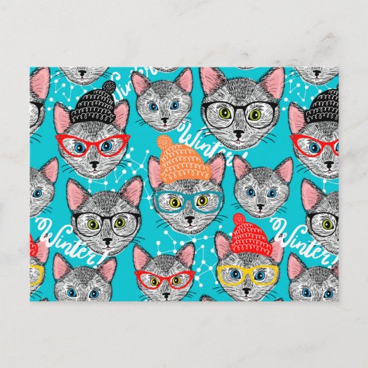 Kat in de pet briefkaart (Voorkant)