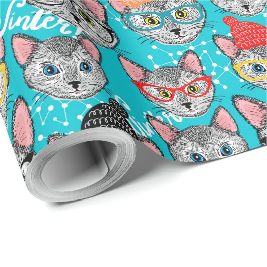 Kat in de pet cadeaupapier (Rol Hoek)