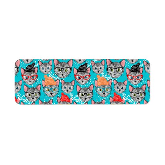 Kat in de pet etiket (Voorkant)