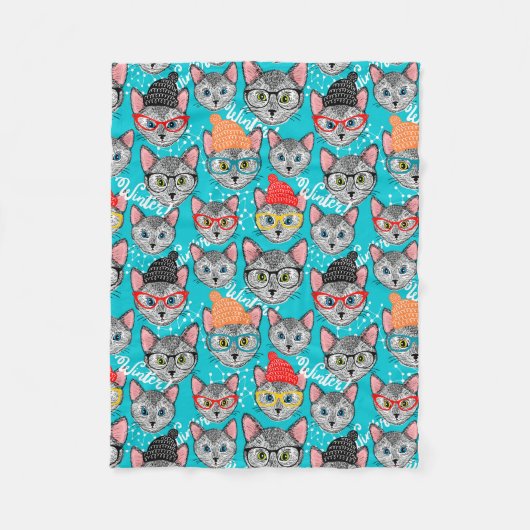 Kat in de pet fleece deken (Voorkant)