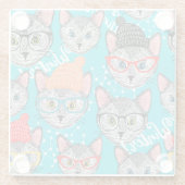 Kat in de pet glazen onderzetter (Achterkant)