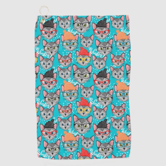 Kat in de pet golfhanddoek (Voorkant)