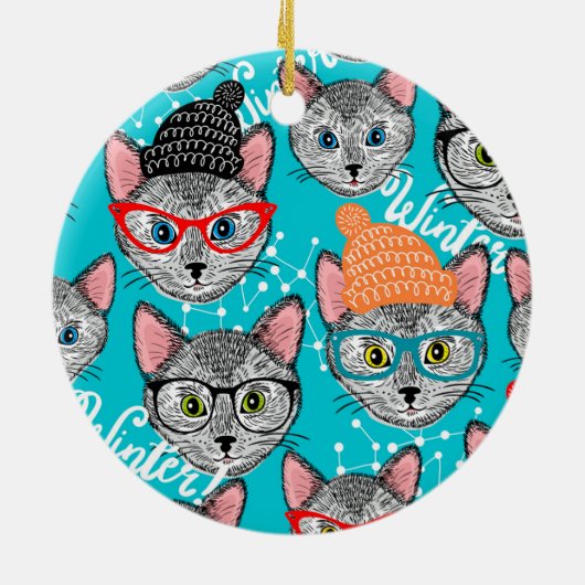 Kat in de pet keramisch ornament (Achterkant)