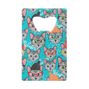 Kat in de pet kredietkaart flessenopener