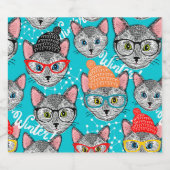 Kat in de pet likeurfles etiket (Enkel label)