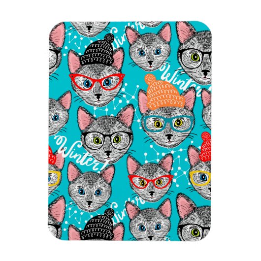 Kat in de pet magneet (Verticaal)