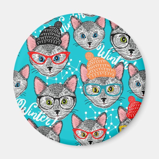 Kat in de pet magneet (Voorkant)