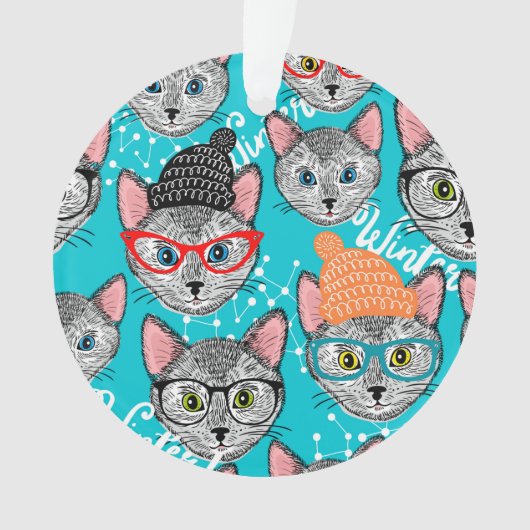 Kat in de pet ornament (voorkant)