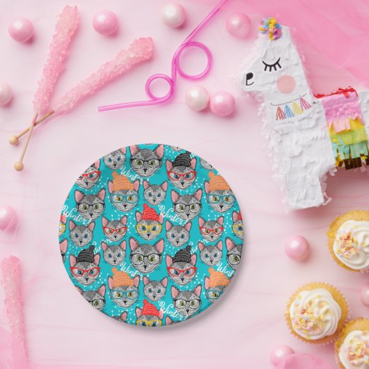 Kat in de pet papieren bordje (Feest)