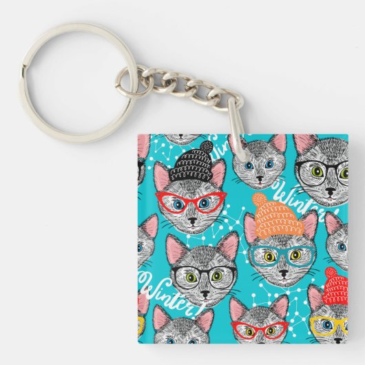 Kat in de pet sleutelhanger (voorkant)