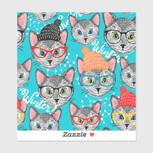 Kat in de pet sticker (Vel)