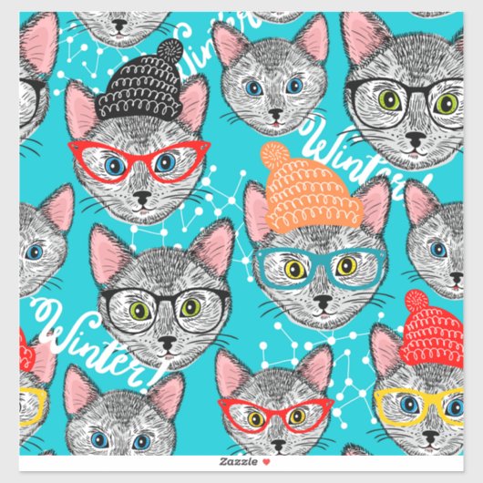 Kat in de pet sticker (Vel)