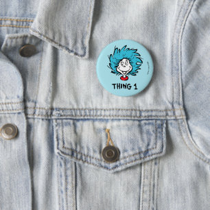 Kat in de Pet Thing 1 Thing 2 - Thing 1 Ronde Button 5,7 Cm