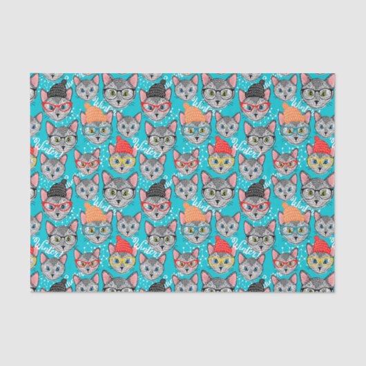 Kat in de pet tissuepapier (Voorkant)