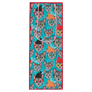 Kat in de pet wijn cadeautas