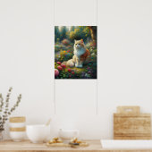 Kat in de prachtige tuin Canvas Print (Keuken)