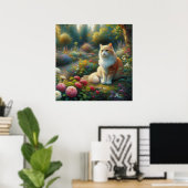 Kat in de prachtige tuin poster (Thuiskantoor)