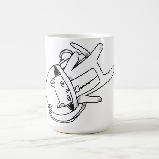 kat in de ruimte koffiemok (Center)