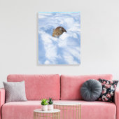 Kat in de sneeuw canvas afdruk (Insitu (Woonkamer))