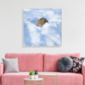 Kat in de sneeuw canvas afdruk (Insitu (Woonkamer))