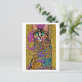 kat - in de stijl van Klimt Briefkaart (Staand voorkant)