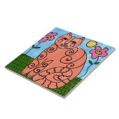 Kat in de tuin Abstract schilderen Tegeltje (Zijkant)