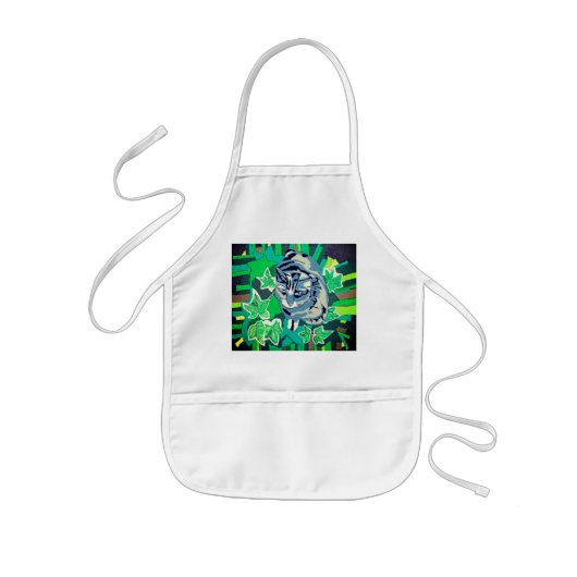 Kat in de tuin kinder schort (Voorkant)