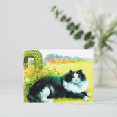 Kat in de Vloertuin, Louis Wain Briefkaart (Staand voorkant)