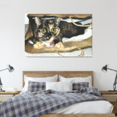 Kat in de Waterverf van de Bag die het Gewikkelde Canvas Afdruk (Insitu (Slaapkamer))