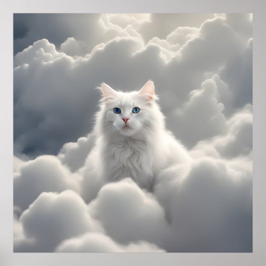 Kat in de wolken poster (Voorkant)