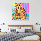 Kat in de Zonneverf Abstract schilderen Canvas Afdruk (Insitu (Slaapkamer))