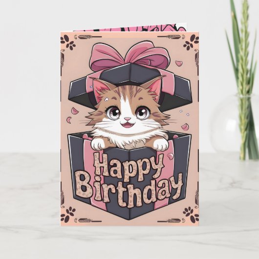 Kat in doos bedankkaart (Voorkant)