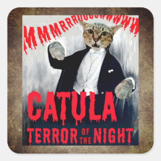 Kat in Dracula kostuum Vierkante Sticker